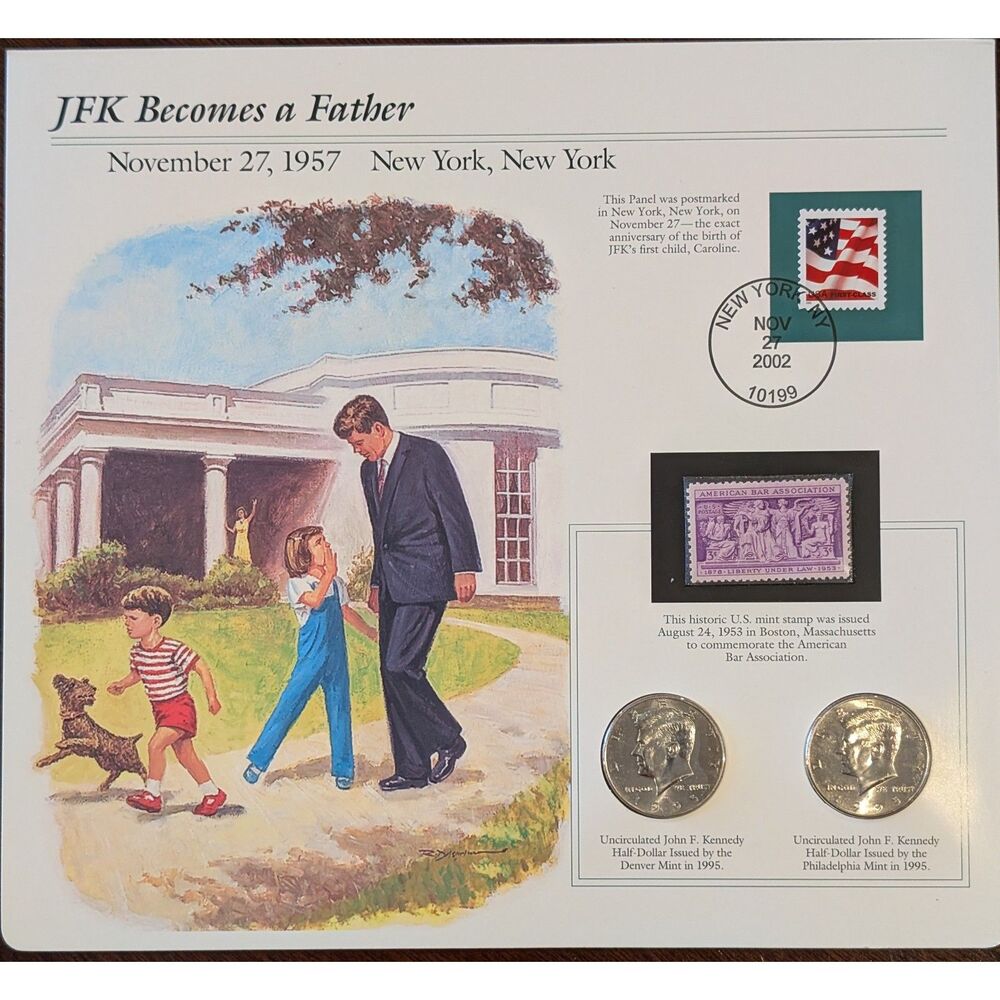JFK Commemorative Set • 1995 Half Dollars + ABA Stamp Panel • Liberty Under Law - Picture 1 of 3